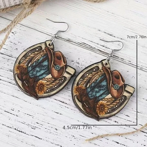 Vintage Western Style Drop Earrings - Picture 4 of 4